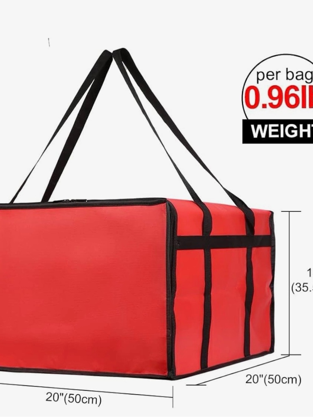 Large Red Insulated Delivery Tote Bag with Black Trim